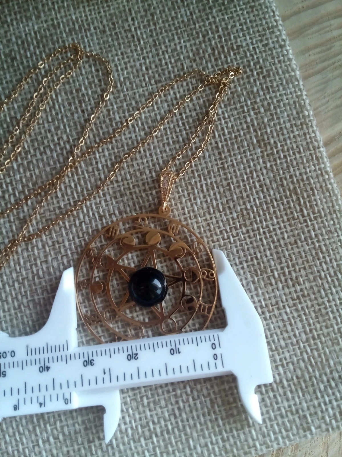 Colar de obsidiana negra e medalhão estrela astro – photo 3